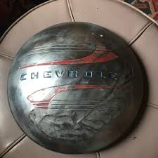 Vintage 40s Chevrolet Round Metal Pickup Hubcab-Some Damage-Authentic-As Is 