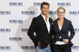 pierce brosnan meryl streep in mamma mia she s fantastic all around he s great until he opens his mouth to sing when meryl streep pierce brosnan actresses