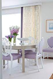 Delicate Lavender Upholstery Dining Chairs With White Look Cute Purple Kitchen Dining Room Furniture Dining Room Decor