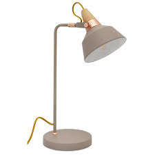 Usb eiffel desk lamp grey 4w. Grey Metal Desk Lamp With Wood And Copper Details R S Robertson