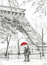 Ink Drawing Eiffel Tower Romantic Paris Great Etsy Eiffel Tower Drawing Paris Drawing Romantic Paris