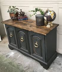 Small Farmhouse Buffet Painted In Rustoleum S Chalked Paint In Charcoal New Planked Top And Glazed Redo Furniture Furniture Restoration Paint Furniture