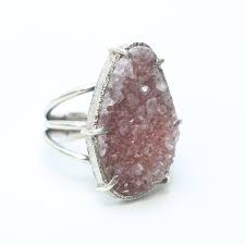 Teardrop Peach Brazilian Raw Druzy Ring In Silver Bezel And Etsy In 2020 Sterling Silver Bands Tarnished Jewelry Druzy Ring