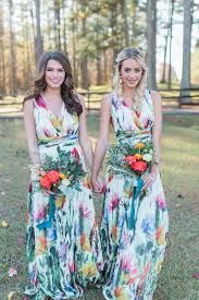 Pink And Yellow Floral Wedding Ideas Printed Bridesmaid Dresses Bright Bridesmaid Dresses Floral Bridesmaid Dresses
