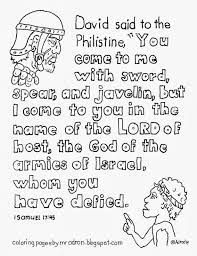 Coloring Pages For Kids By Mr Adron David And Goliath Coloring Page With Key Teaching Verse 1 S Sunday School Coloring Pages Bible Lessons David And Goliath