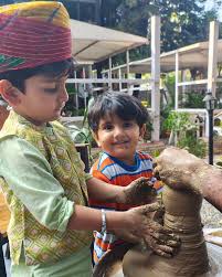 Two brothers, one pottery wheel—crafting joy, laughter, and memories  together!" ♥️ These two little munchkin attended our pottery workshop and  thoroughly enjoyed the experience! They eagerly got their hands dirty, shaping  clay