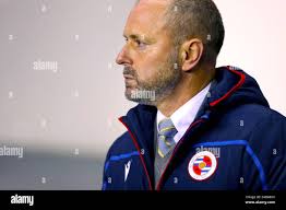 Reading manager Mark Bowen during the Sky Bet Championship match at the  Madejski Stadium, Reading Stock Photo