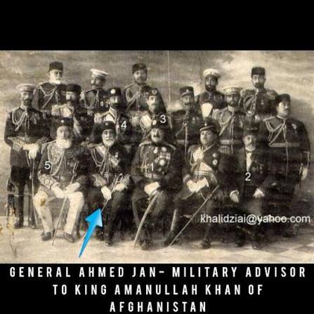 I feel extremely proud that my Great Grand Fathers were among the 'Key Members' of King Amanullah Khan's Cabinet during the 1919 Independence Day of Afghanistan. Their names were General Ahmed Jan -