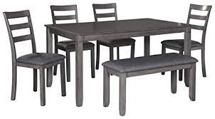 Signature Design By Ashley Bridson Dining Table Set 6 Piece Set Contemporary Style Gray In 2020 Dining Room Table Set Grey Dining Tables Rustic Dining Room