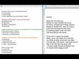 Futility Analysis Using Smile Gcse English Literature English Literature Aqa Poetry Anthology