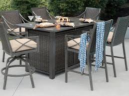 Combining a fire pit with a coffee or dining table marries the best of both worlds into a focal piece that invites friends and family to relax and settle in for a night of great food and conversation. Outdoor Fire Pit Pub Height