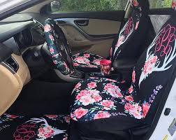 Floral Antlers Seat Covers For Vehicle Car Seat Covers Front And Back Seat Covers Monogrammed Personalized Car Accessories Car Accessories Car Personalization