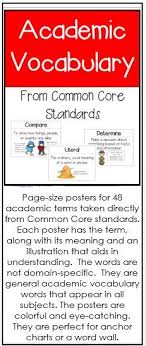 Academic Vocabulary Based On Common Core Standards Elementary Education Academic Vocabulary Common Core Standards Vocabulary