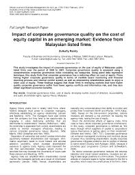 What is paid up capital in malaysia fareez shah and partners. Pdf Impact Of Corporate Governance Quality On The Cost Of Equity Capital In An Emerging Market Evidence From Malaysian Listed Firms