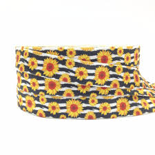 Us 2 87 18 Off New Arrival 10 Yards Sunflower Print Fold Over Elastic 5 8