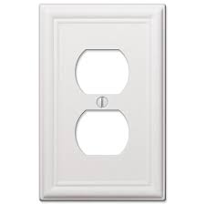 Switch plate covers are one of those small details that i think make a disproportionately large difference in the aesthetic appeal of a house. Hampton Bay Ascher Steel 1 Duplex Wall Plate White 149dwhb The Home Depot In 2020 Plates On Wall Steel Wall Electrical Box Cover