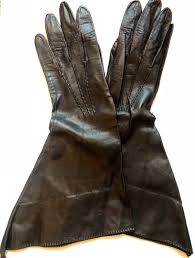 Vintage Black Leather Gauntlet Gloves Etsy Leather Gauntlet Black Leather Gauntlet Gloves
