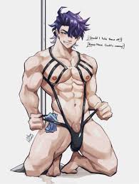 Rule 34 - 1boy Abs Bara Blue Hair English Text Honkai: Star Rail Honkai  (series) Male Only Muscular Muscular Male Pecs Presenting Penis Sampo  (honkai Star Rail) Smirk Solo Solo Male Stripper