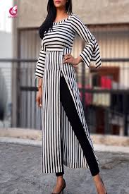 Black And White Vertical Striped Dress Outfit Black And White Stripes Crepe Kurti Kurtis Online In India White Striped Dress Outfit Cotton Kurti Designs Striped Dress Outfit
