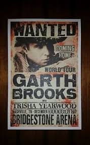 Details About Official Garth Brooks Bridgestone Show Print Nashville Tour Poster 2017 Yearwood