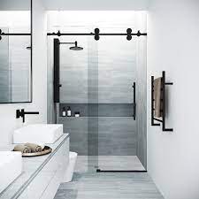 How much do frameless shower doors cost? Vigo Elan 68 To 72 In W X 74 In H Sliding Frameless Shower Door In Matte Black With Clea The Home Depot Canada