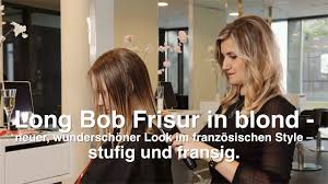 Frisuren mittellang stufig mit pony 13 tipps fur haarschnitt. Long Bob Frisur In Blond Neuer Wunderschoner Look Im Franzosischen Style Stufig Und Fransig Youtube