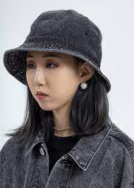 We11done Logo Embossed Denim Bucket Hat Wash Black On Garmentory Denim Bucket Hat Bucket Hat Hats