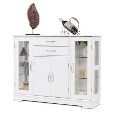 Rated 4.5 out of 5 stars. Costway Buffet Storage Cabinet Console Cupboard W Glass Door Drawers Kitchen Dining Room Target