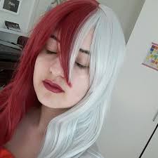 Red White Wig With Bangs Long Anime Wigs Two Tone Long Straight Hair  Cosplay Wigs for Costume Party Unisex Wig