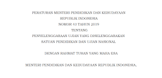 Peraturan menteri pendidikan dan kebudayaan (permendikbud) nomor 1 tahun 2020 tentang program dokter layanan primer (download disini) Permendikbud Nomor 43 Tahun 2019 Tentang Ujian Nasional Guru Berbagi