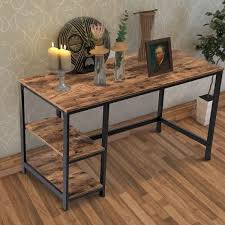 Benjara 24 In Rectangular Black Brown Writing Desk With Open Storage Bm197491 The Home Depot In 2020 Wood And Metal Desk Diy Wood Desk Metal Desks