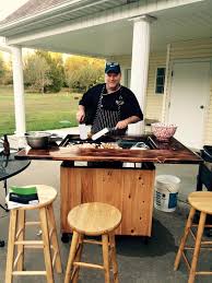 Chef Mark Herrington Preparing Tonight S Dinner For His French Guest On His New Grill At The Abb Outdoor Hibachi Grill Outdoor Kitchen Grill Outdoor Kitchen