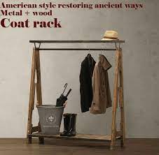 Wooden clothes garment hanging stand shoe rack display shelf rolling g. American Pastoral Retro Coat Rack Nostalgic Style Wardrobe Clothing Display Rack Loft Metal Wood Pure Handmade Bedroom Furniture Handmade Bedroom Furniture Style Wardrobebedroom Furniture Aliexpress