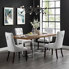 Inspired Home Faith Leather Pu Dining Chair Set Of 2 Tufted Ring Handle Chrome Nailhead Finish White Walmart Com Dining Chairs White Dining Chairs Leather Dining Chairs