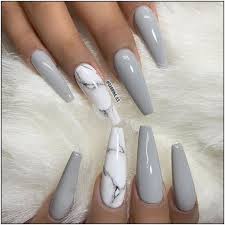 If the bright nail colors and gems are not your thing,. Grey Coffin Acrylic Nails Nail And Manicure Trends