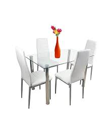 Prettyshop4246 Creamy White Elegance Modern Stunning Dining Table Set 8mm Tempered Glass And Stainless Steel S Dining Table Setting Dining Table White Elegance