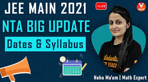 In jee main march 2021 exams, over 6 lakh students appeared for the exam while 13 students scored 100 percentile score. Nta Big Update Jee Main 2021 Exam Dates Syllabus Vedantu Math Youtube