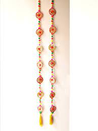 60 Set Of 2 Toran Door Hanging Diwali Decoration Door Valence Toran Festival Decor Pompom Door Side Liners Indian Housewarming Gift Handmade Toran Diwali Craft Toran Designs