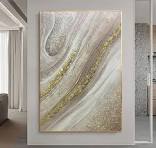 abstract schilderij goud folie gouden lijst modern huis muur ...