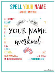 your name workout free printable