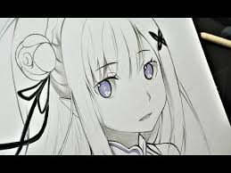 Drawing Emilia Step By Step Re Zero Anime Drawing Youtube In 2020 Anime Drawings Drawings Anime