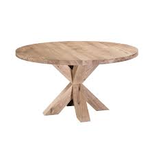 Avec ses pieds croisés et son épais plateau, elle évoque les tables d'autrefois. Table Ronde Pampelonne En Chene Pieds Xx En Bois For Me Lab