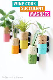 Wine Cork Succulent Planter Magnets Home Decor Craft Wine Bottle Crafts Wine Cork Wine Cork Crafts