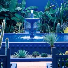 This Blue Garden In Morocco Made To Have Belonged To Yves Saint Laurent Was The Inspiration For On Modern Garden Landscaping Garden Landscaping Diy Blue Garden