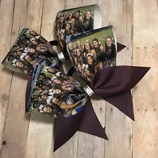 Photo Bow For High School Cheer Team Personalized Cheer Bow Etsy High School Cheer Cheer Bows Cheer Hair