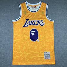 Kobe bryant , los angeles lakers , mens , nba , top nba players Kobe Bryant 24 Bape Los Angeles Lakers Yellow Abc Swingman Jersey Jerseys2021
