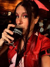 Aerith savors a fine stout from 7th Heaven.