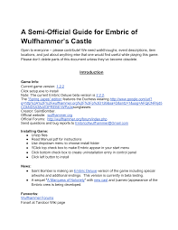 A Semi-Official Guide for Embric of Wulfhammer's Castle