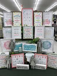 You can find low price canvases on line or at hobby lobby or use 1/4 luan. Hobby Lobby Merchandising Table Displays Work Hobby Lobby Bathroom Decor Bathroom Decor Hobby Lobby Decor