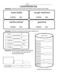 choosing milliliter or liter worksheet 2nd grade